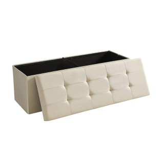 Πτυσσόμενο Σκαμπό με Αποθηκευτικό Χώρο Χρώματος Μπεζ 110 x 38 x 38 ...