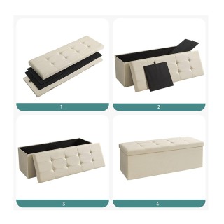 Πτυσσόμενο Σκαμπό με Αποθηκευτικό Χώρο Χρώματος Μπεζ 110 x 38 x 38 ... Πτυσσόμενο Σκαμπό με Αποθηκευτικό Χώρο Χρώματος Μπεζ 110 x 38 x 38 ...