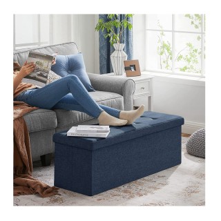 Πτυσσόμενο Σκαμπό με Αποθηκευτικό Χώρο Χρώματος Μπλε 110 x 38 x 38 ...