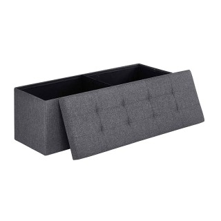 Πτυσσόμενο Σκαμπό με Αποθηκευτικό Χώρο Χρώματος Γκρι Σκούρο 110 x 3...