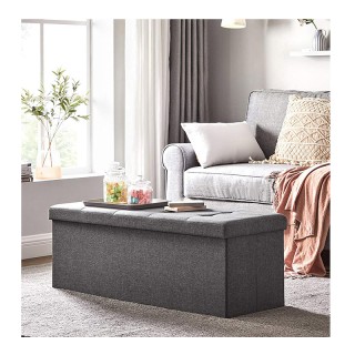 Πτυσσόμενο Σκαμπό με Αποθηκευτικό Χώρο Χρώματος Γκρι Σκούρο 110 x 3...