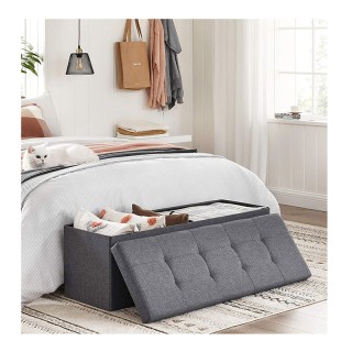 Πτυσσόμενο Σκαμπό με Αποθηκευτικό Χώρο Χρώματος Γκρι Σκούρο 110 x 3...