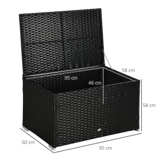 Outsunny Rattan and Steel Garden Storage Box με Καπάκι, 95x60x58cm,...