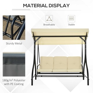 Outsunny Κούνια κήπου 3 θέσεων με ρυθμιζόμενο κουβούκλιο, σε μεταλλ... Outsunny Κούνια κήπου 3 θέσεων με ρυθμιζόμενο κουβούκλιο, σε μεταλλ...