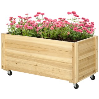 Outsunny Garden Planter με τρύπα αποστράγγισης και ρόδες, σε ξύλο ε... Outsunny Garden Planter με τρύπα αποστράγγισης και ρόδες, σε ξύλο ε...