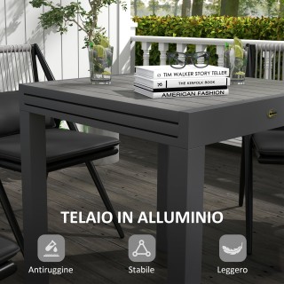 Επεκτάσιμο Τραπέζι Κήπου για 4-6 Άτομα με Επάνω Πλάκα, σε Αλουμίνιο...
