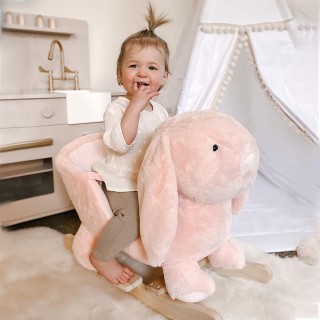 Homcom Rocking Toy in the Shape of a Pink Rabbit για παιδιά 18-36 μ...