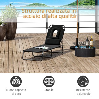 Outsunny Πτυσσόμενη ξαπλώστρα με τρύπα προσώπου και μαξιλάρια, από ...