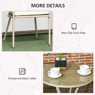 Σετ κήπου Outsunny Rattan με 2 πολυθρόνες με μαξιλάρια και γυάλινο ...