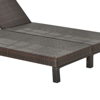 Outsunny 2θέσια ξαπλώστρα σε PE Rattan Brown με λευκό στρώμα 195 x ...