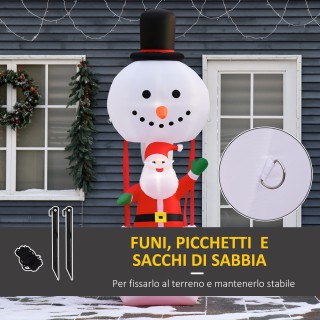 Φουσκωτός Άγιος Βασίλης σε Αερόστατο με Φωτάκια LED HOMCOM 844-402V90