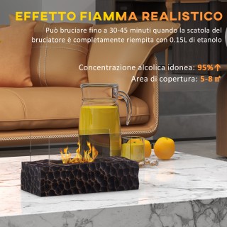 Επιτραπέζιο τζάκι βιοαιθανόλης HOMCOM με καυστήρα 1,15L και γυάλινο...