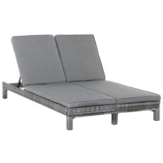 Outsunny 2θέσια ξαπλώστρα σε PE Rattan με γκρι στρώμα 196 x 120 x 2... Outsunny 2θέσια ξαπλώστρα σε PE Rattan με γκρι στρώμα 196 x 120 x 2...