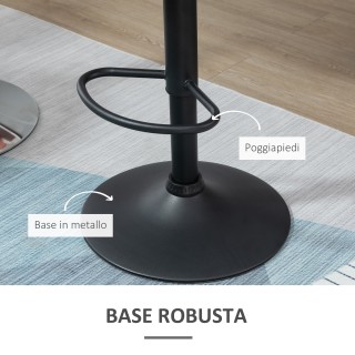 HOMCOM Σετ 2 περιστρεφόμενων σκαμπό μπαρ με ρυθμιζόμενο ύψος, βελού...