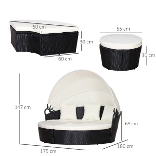 Outsunny Modular Σετ κυκλικός καναπές εξωτερικού χώρου σε μαύρο και... Outsunny Modular Σετ κυκλικός καναπές εξωτερικού χώρου σε μαύρο και...