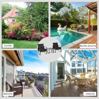 Outsunny Σετ Έπιπλα εξωτερικού χώρου Rattan Τραπεζάκι σαλονιού με 2...