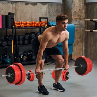 Σετ μπάρα και δίσκοι HOMCOM 65 κιλών συνολικά για προπόνηση στο σπί...