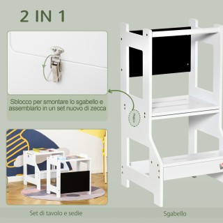 Qaba Montessori 2 σε 1 Αποσπώμενη σκάλα MDF, με σκαμπό, Περιλαμβάνε... Qaba Montessori 2 σε 1 Αποσπώμενη σκάλα MDF, με σκαμπό, Περιλαμβάνε...