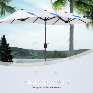 Outsunny Διπλή ανακλινόμενη ομπρέλα κήπου με άνοιγμα μανιβέλας, 285... Outsunny Διπλή ανακλινόμενη ομπρέλα κήπου με άνοιγμα μανιβέλας, 285...