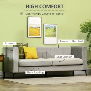 Τριθέσιος καναπές HOMCOM σε γκρι βελούδο με 5 πόδια και πηχάκια, 19... Τριθέσιος καναπές HOMCOM σε γκρι βελούδο με 5 πόδια και πηχάκια, 19...