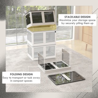 HOMCOM 69L Στοιβαζόμενο και αναδιπλούμενο πλαστικό δοχείο με καπάκι... HOMCOM 69L Στοιβαζόμενο και αναδιπλούμενο πλαστικό δοχείο με καπάκι...