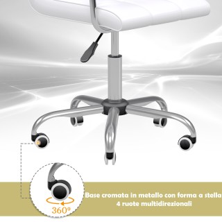 Καρέκλα Γραφείου 52.5 x 54 x 84-99 cm Χρώματος Λευκό HOMCOM 02-0701 Καρέκλα Γραφείου 52.5 x 54 x 84-99 cm Χρώματος Λευκό HOMCOM 02-0701