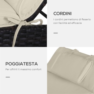 Μαξιλάρι Outsunny για Ξαπλώστρα Κήπου Ξαπλώστρα, Κρεμ Λευκό, 198x53...