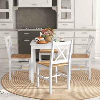 HOMCOM Σετ 4 καρεκλών κουζίνας και σαλονιού με χιαστί πλάτη, σε ξύλ...