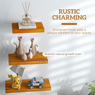 HOMCOM Σετ 3 ντιζάιν ράφια τοίχου σε ξύλο πεύκου, 30/40/50x18x3,6 c... HOMCOM Σετ 3 ντιζάιν ράφια τοίχου σε ξύλο πεύκου, 30/40/50x18x3,6 c...