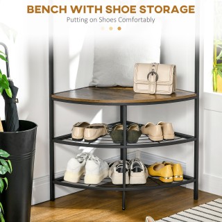 Γωνιακό παλτό HOMCOM με πάγκο και σχάρα σε βιομηχανικό στυλ, 50x50x...