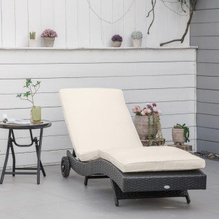Outsunny Garden Lounger σε PE Rattan με ρυθμιζόμενη πλάτη και μαξιλ... Outsunny Garden Lounger σε PE Rattan με ρυθμιζόμενη πλάτη και μαξιλ...