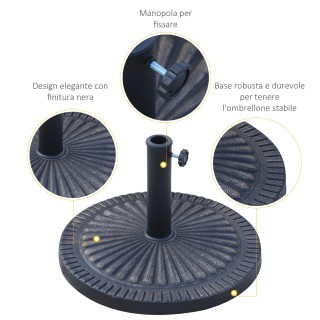 Outsunny Διάμετρος βάσης ομπρέλας 3,8-4,8cm Floral μοτίβο με πόμολο...