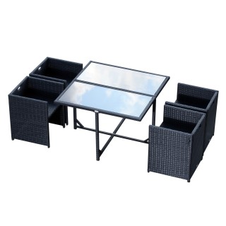 Σετ έπιπλα κήπου Outsunny σε τραπεζαρία PE Rattan με 4 καρέκλες με ... Σετ έπιπλα κήπου Outsunny σε τραπεζαρία PE Rattan με 4 καρέκλες με ...