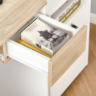 Γραφείο Η/Υ HOMCOM με ράφι πληκτρολογίου, λευκή βελανιδιά 836-410AK