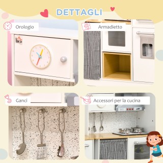 HOMCOM Play Kitchen 2 Τεμάχια για παιδιά 3-6 ετών με μαγειρικά σκεύ...