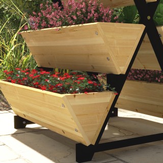 Outsunny φυτευτή εξωτερικού χώρου 3 επιπέδων με 5 κουφώματα από ξύλ...
