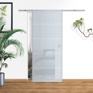 Συρόμενη πόρτα Homcom από παγωμένο γυαλί με διάφανες λωρίδες με ράγ...