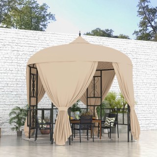 Outsunny Round Garden Gazebo Ø3m με κουρτίνες και αεραγωγούς σε μέτ... Outsunny Round Garden Gazebo Ø3m με κουρτίνες και αεραγωγούς σε μέτ...