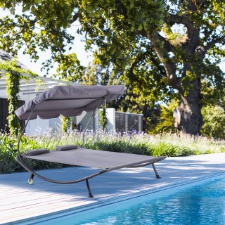 Ξαπλώστρα Outsunny Διπλή Ξαπλώστρα με Ρυθμιζόμενη Οροφή, Γκρι 84B-1... Ξαπλώστρα Outsunny Διπλή Ξαπλώστρα με Ρυθμιζόμενη Οροφή, Γκρι 84B-1...