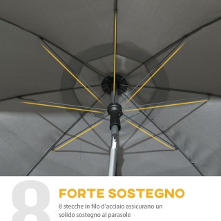 Outsunny Beach Parasol από πολυεστέρα και ατσάλι με ανακλινόμενο κο...