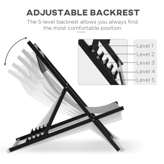 Outsunny Σετ 2 ξαπλώστρες εξωτερικού χώρου, Πτυσσόμενες και ανακλιν...