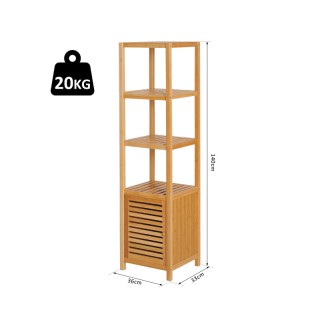 Ραφιέρα Μπάνιου από Μπαμπού με 4 Ράφια και 1 Ντουλάπι 33 x 36 x 140...