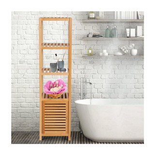 Ραφιέρα Μπάνιου από Μπαμπού με 4 Ράφια και 1 Ντουλάπι 33 x 36 x 140... Ραφιέρα Μπάνιου από Μπαμπού με 4 Ράφια και 1 Ντουλάπι 33 x 36 x 140...