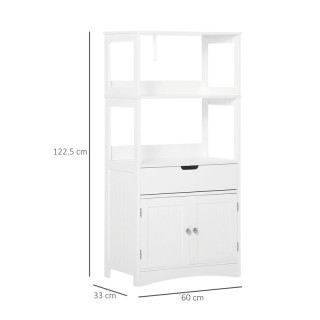 Ραφιέρα Μπάνιου με 2 Ράφια και 1 Ντουλάπι 60 x 122.5 x 33 cm Kleank...