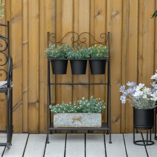 Outsunny Πτυσσόμενη μεταλλική θήκη φυτών με 3 γλάστρες και κάτω ράφ... Outsunny Πτυσσόμενη μεταλλική θήκη φυτών με 3 γλάστρες και κάτω ράφ...