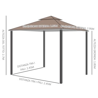 Outsunny Garden Gazebo 3x3m με κουνουπιέρα, πολυεστερική κατασκευή ...