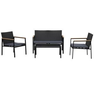 Outsunny Set 4 Pieces Garden Lounge σε PE Rattan με μπράτσα σε μαύρ... Outsunny Set 4 Pieces Garden Lounge σε PE Rattan με μπράτσα σε μαύρ...
