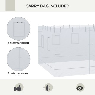 Outsunny 3x3 Nylon Gazebo Wall, Σετ 3 τεμαχίων κουνουπιέρα με 6 παρ...