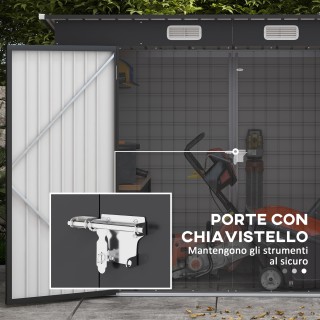 Υπόστεγο εργαλείων Outsunny με ρυθμιζόμενα ράφια και μάνδαλο, από γ...