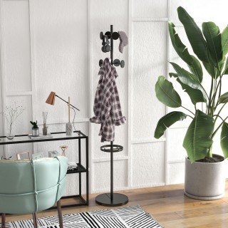 Κρεμάστρα δαπέδου HOMCOM με ομπρέλα και 8 μεταλλικούς γάντζους δίσκ...